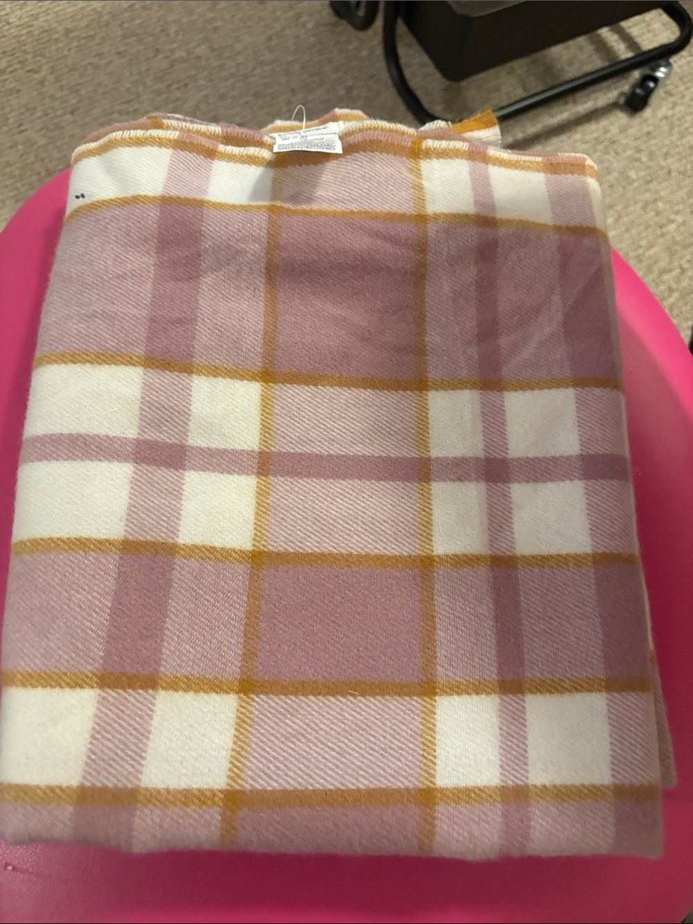Banana Republic Pink, Cream & Mustard Plaid Scarf